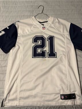 Dallas Cowboys White and Navy #21 Football Jersey